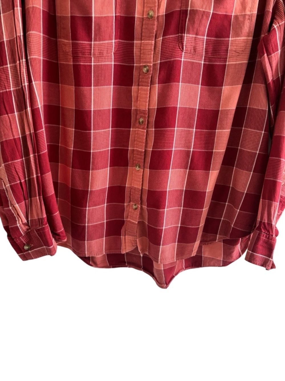 Wonderly Plaid Button Down Shirt Red Orange Long Sleeve Top Size Large - Picture 3 of 13